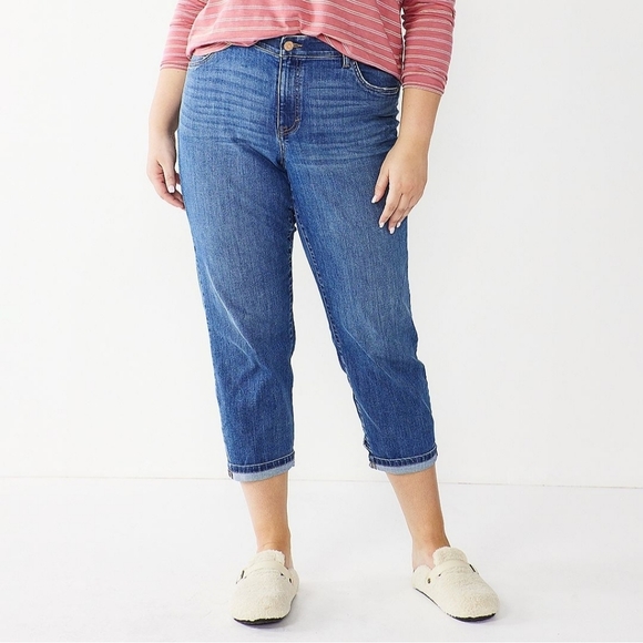 Sonoma Denim - Rolled Girlfriend Jeans plus size